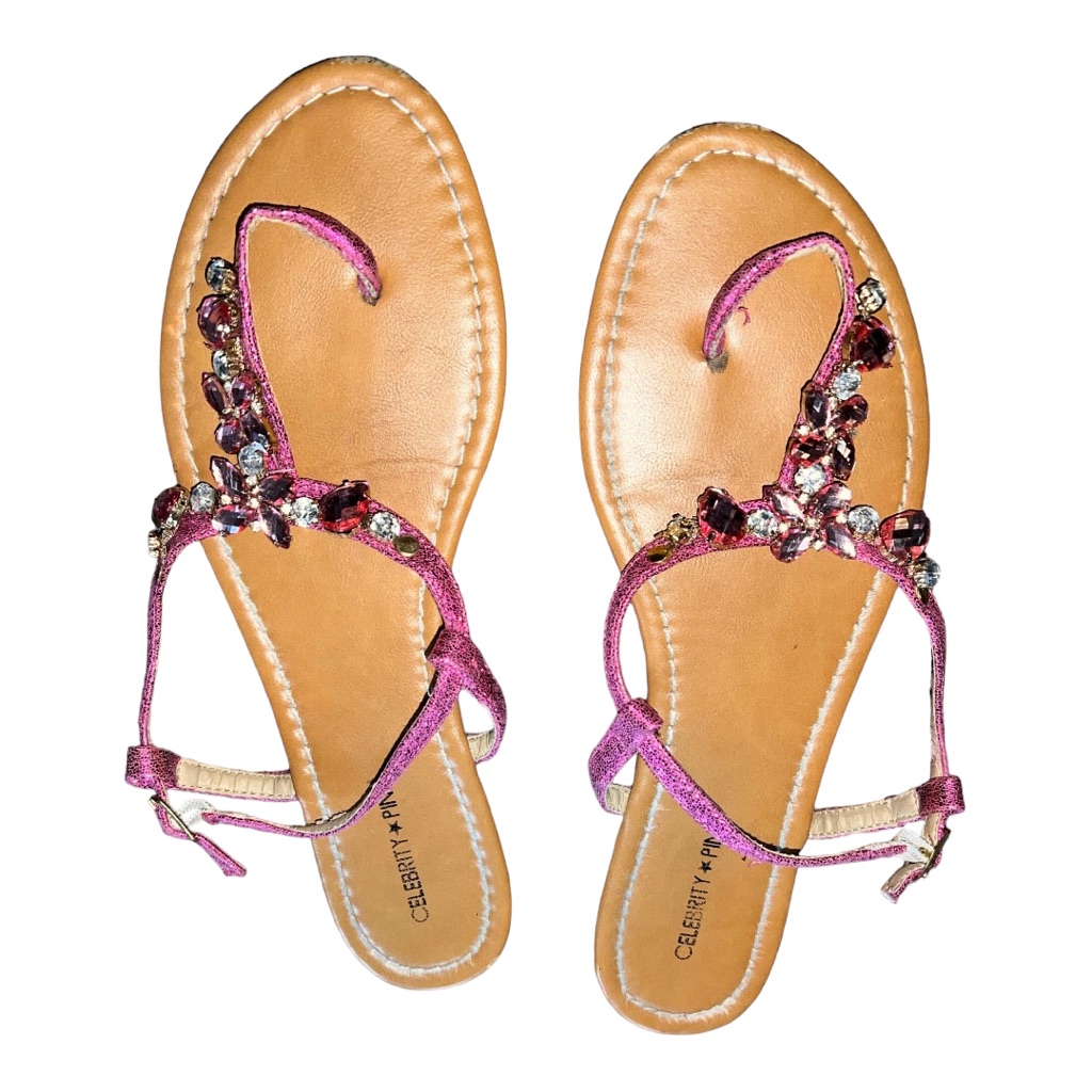 758 Celebrity Pink Rhinestone Sandals